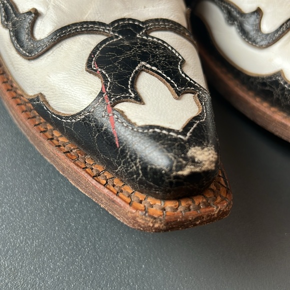 Corral Vintage Black Beetle and White Laser Inlay Western Boots A1965 Size 7M - Picture 3 of 12